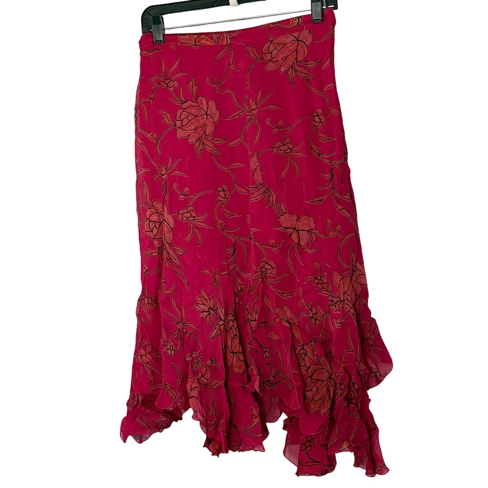 Vintage Sarah Arizona Chiffon Ruffle Midi Skirt Y2K Pink Layered Fairy - Medium